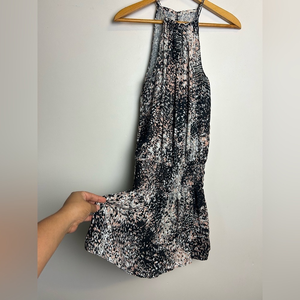 Ramy Brook Size SP‎ Mini Dress Novelty Print Smocked Waist Old Money minimalist - Picture 2 of 10